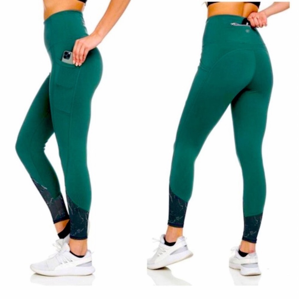 NEW Kay Unger High Rise Athletic Workout Yoga Leggings Pants, Size Small, Green